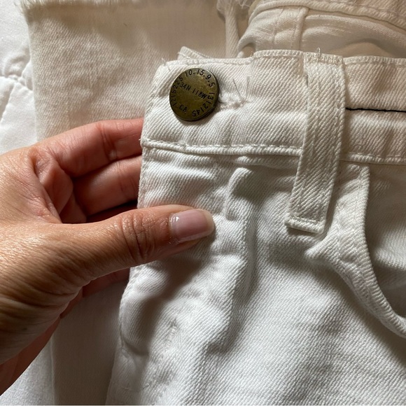 Current/Elliott The Fip Flop Sugar White Jeans Flare Raw Fringe Hem Edgy Sz 25 - Picture 9 of 15